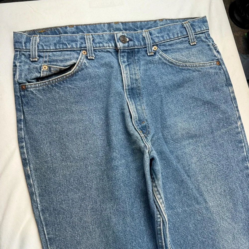 Levis 517 Jeans Mens 36x32 Vintage Blue Med Wash Bootcut Distressed Made In USA